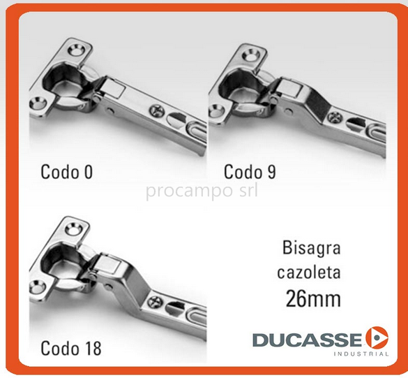 BISAGRAS CAZOLETA 26 MM CODO 18